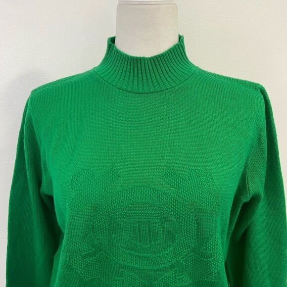 Anchors Embossed Emblem on Women’s Green Mock Turtleneck Sweater. - Picture 9 of 11